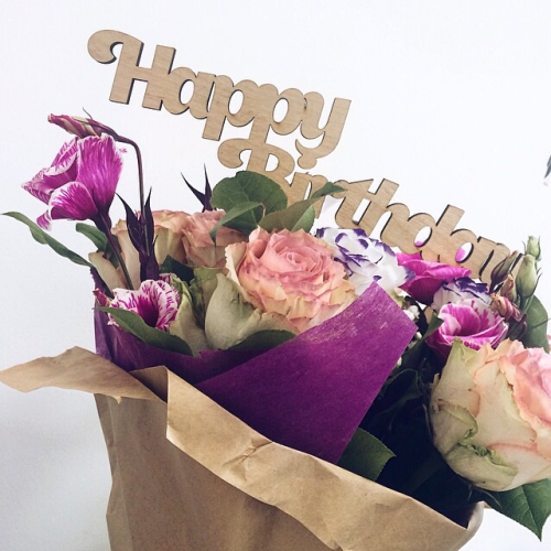 Топпер в цветы Happy Birthday